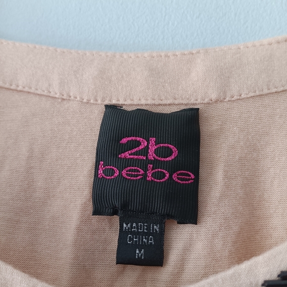 Y2K 2b Bebe Cream Black Beaded Accent Tunic Top M - Picture 9 of 10